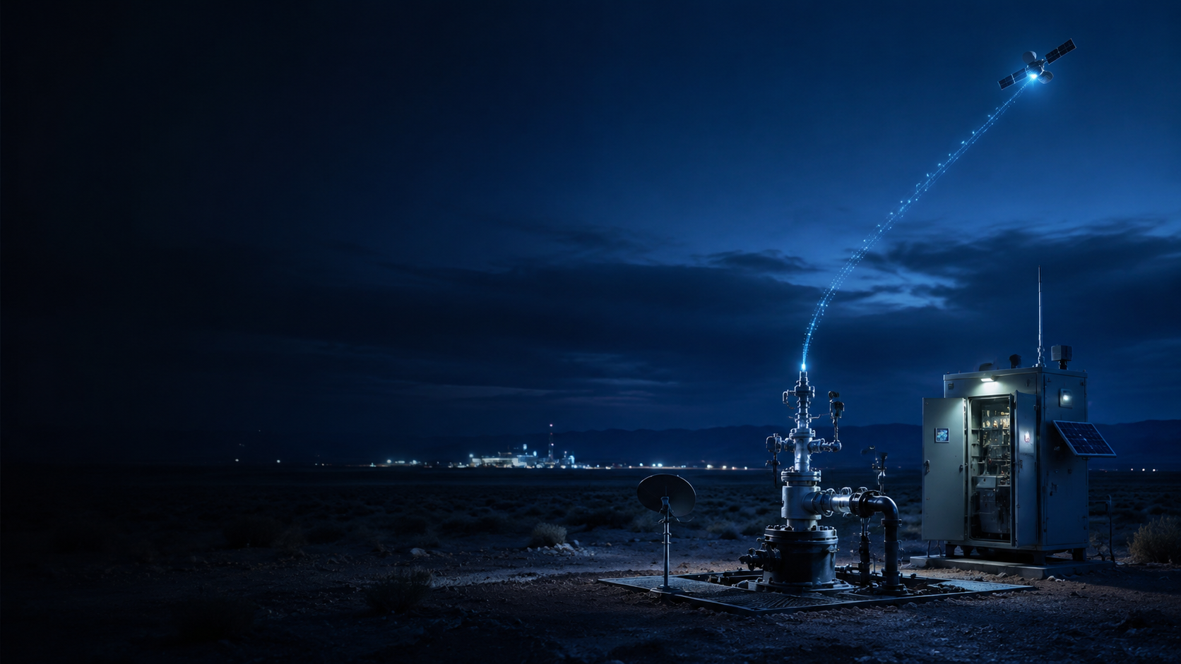 Remote well instrumentation connected through satellite to datacenter operations